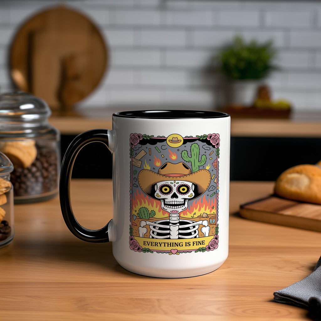 Everything is Fine - Skeleton Tarot Card - Adult Humor Mug