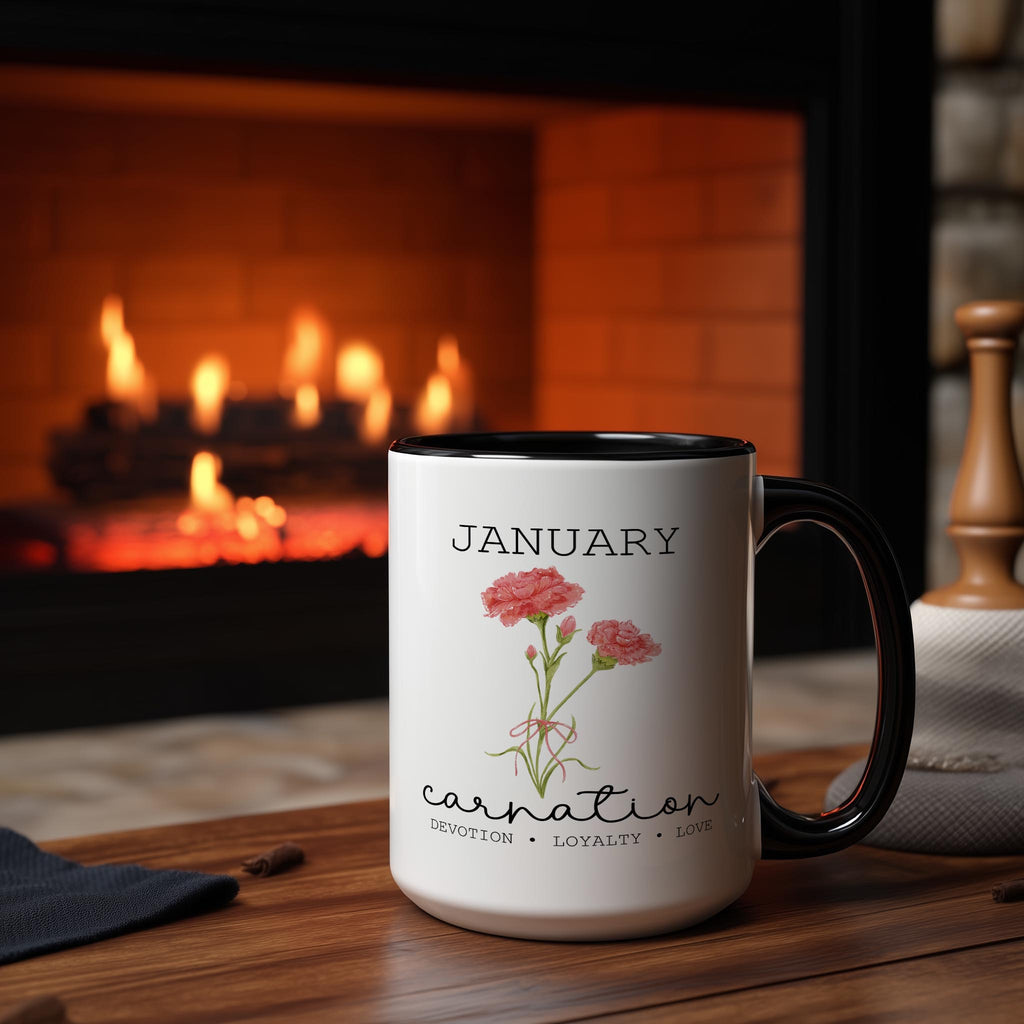January - Carnation - Birth Month Flower Mug