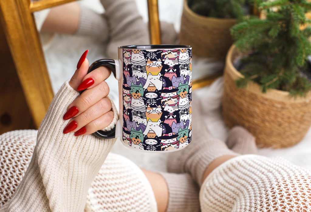 Halloween Cat Pattern - Pet Lovers Mug