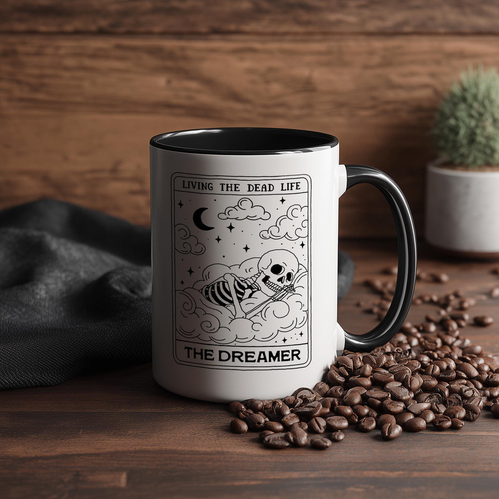 The Dreamer - Skeleton Tarot Card - Halloween Mug