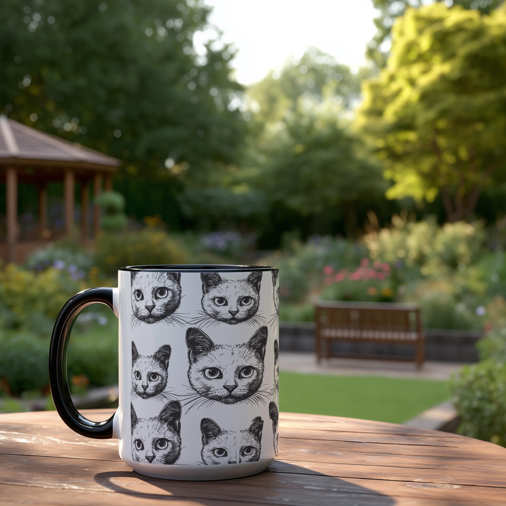 White Cat Heads Patter - Pet Lovers Mug