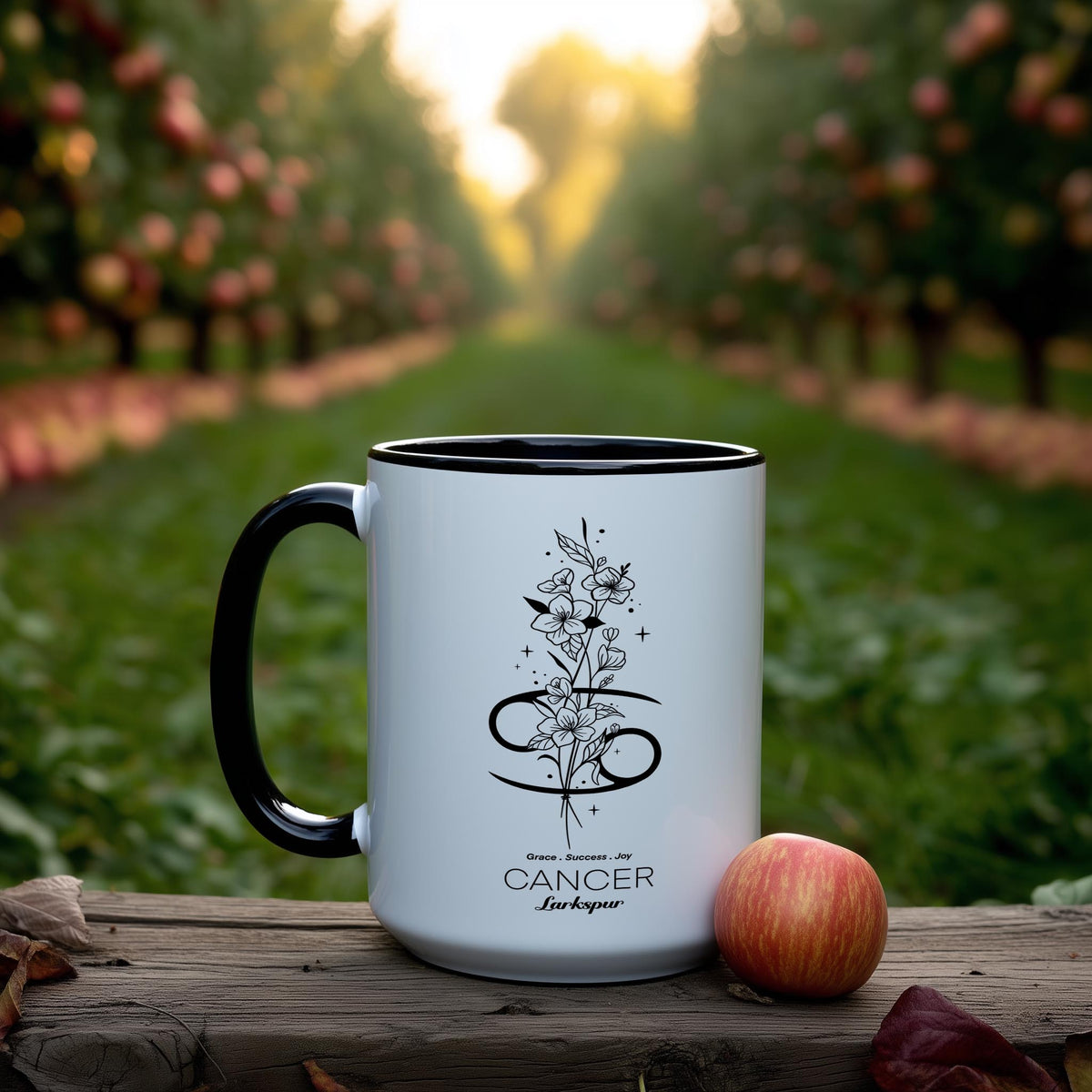 Zodiac Sign and Flower - Cancer - Larkspur - Birth Month Flower Mug