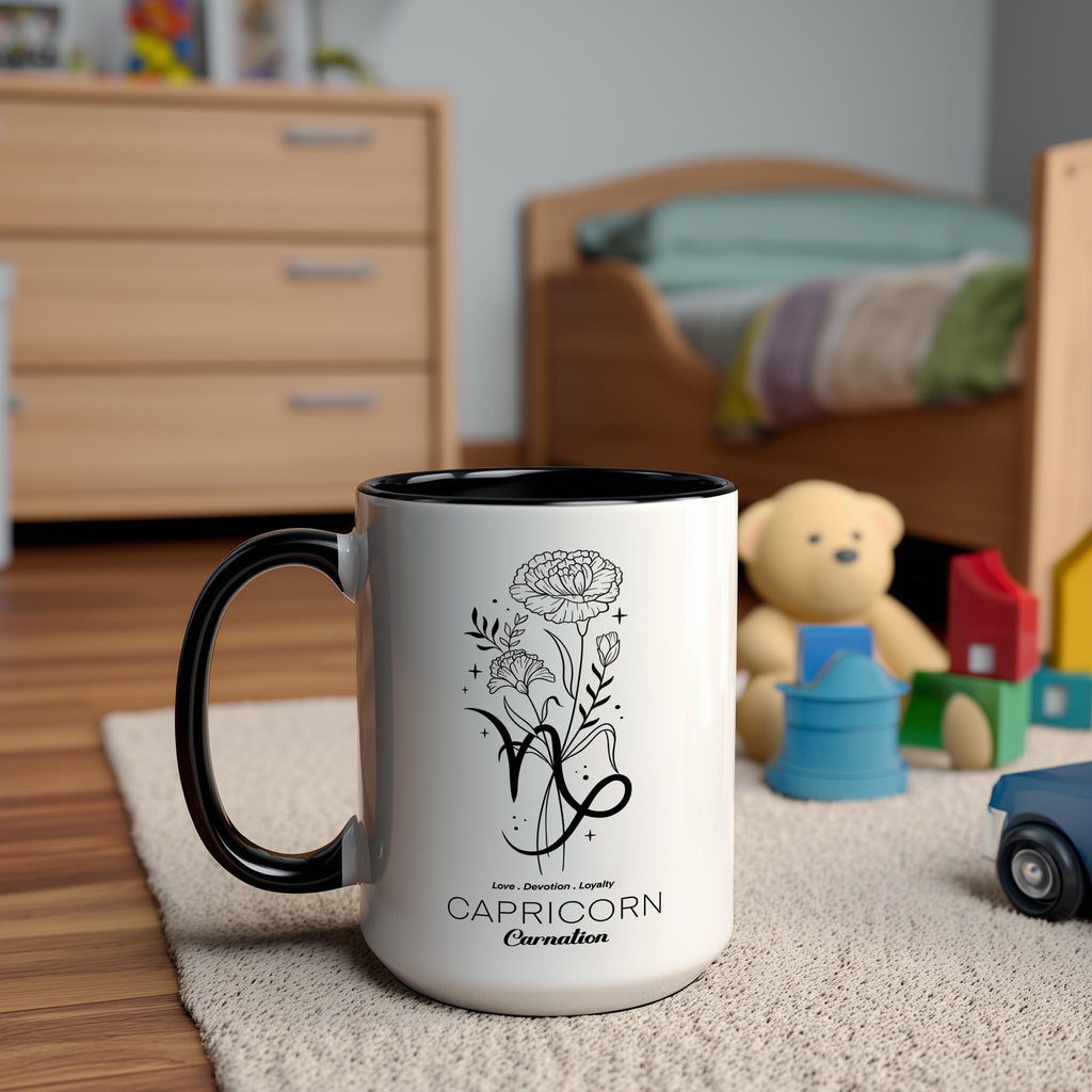 Zodiac Sign and Flower - Capricorn - Carnation - Birth Month Flower Mug
